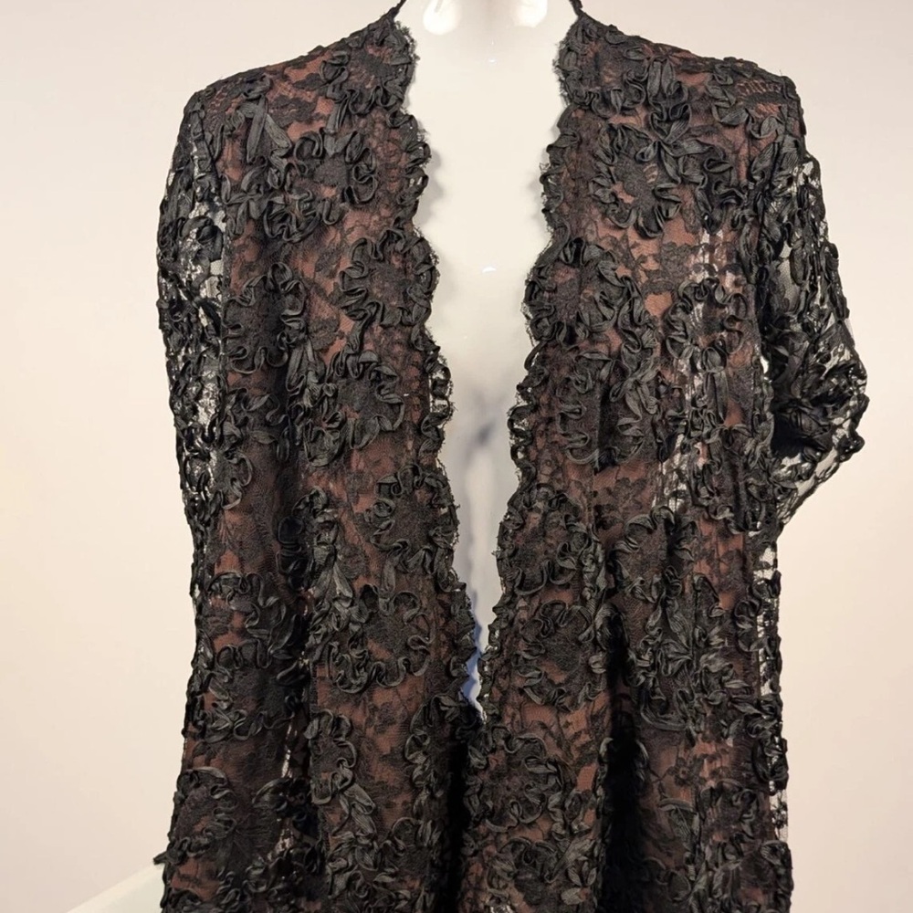 Yves Saint Laurent Black Floral Lace Robe